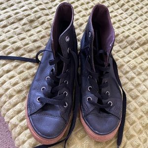 Black Leather Converse High Tops